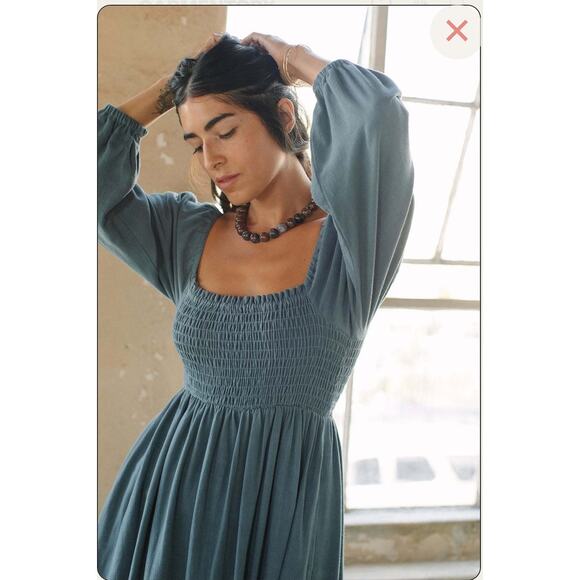 Rachel Pally- Louise Midi Smocked Dress - Maillard Blue - XL - Picture 3 of 7